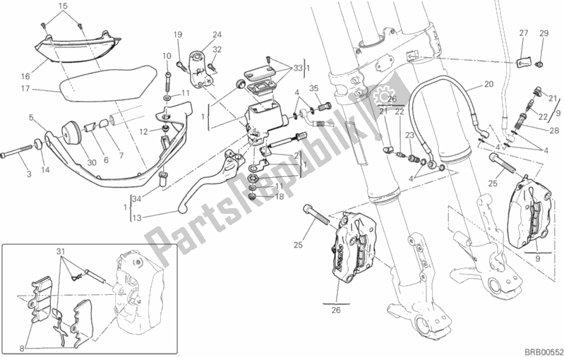 Tutte le parti per il Sistema Frenante Anteriore del Ducati Multistrada 950 USA 2018